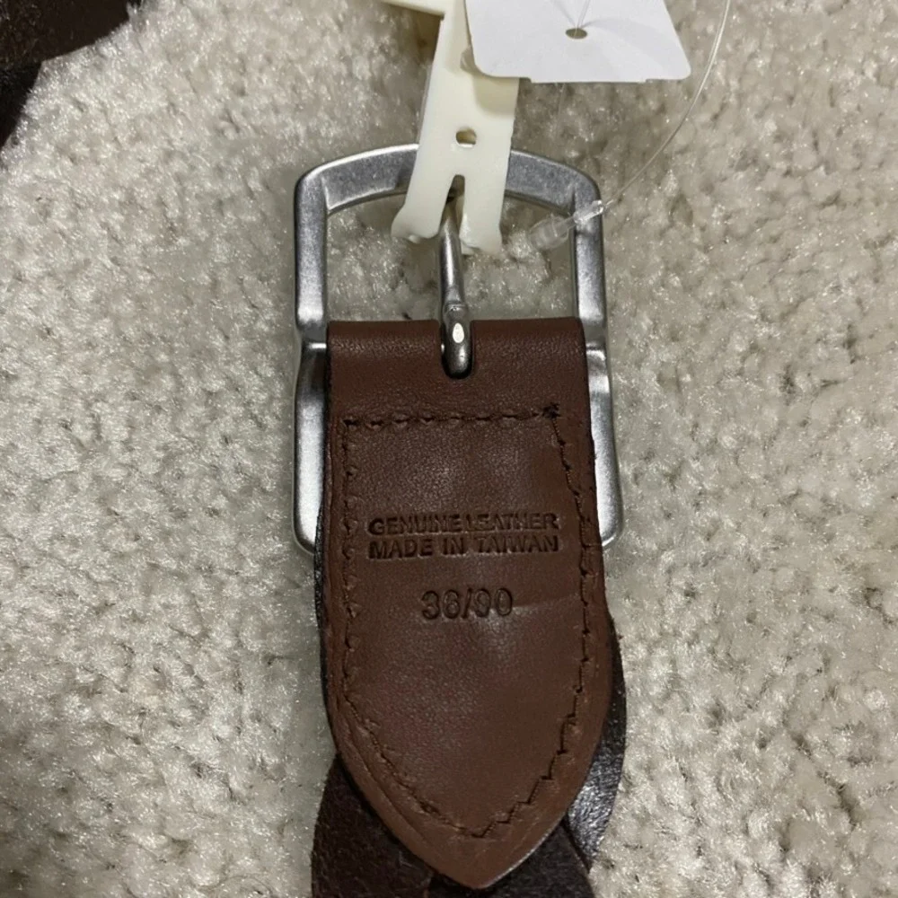 Brooks Brothers Belt Mens 36 Red Fleece Chunky Braided Leather Brown Preppy